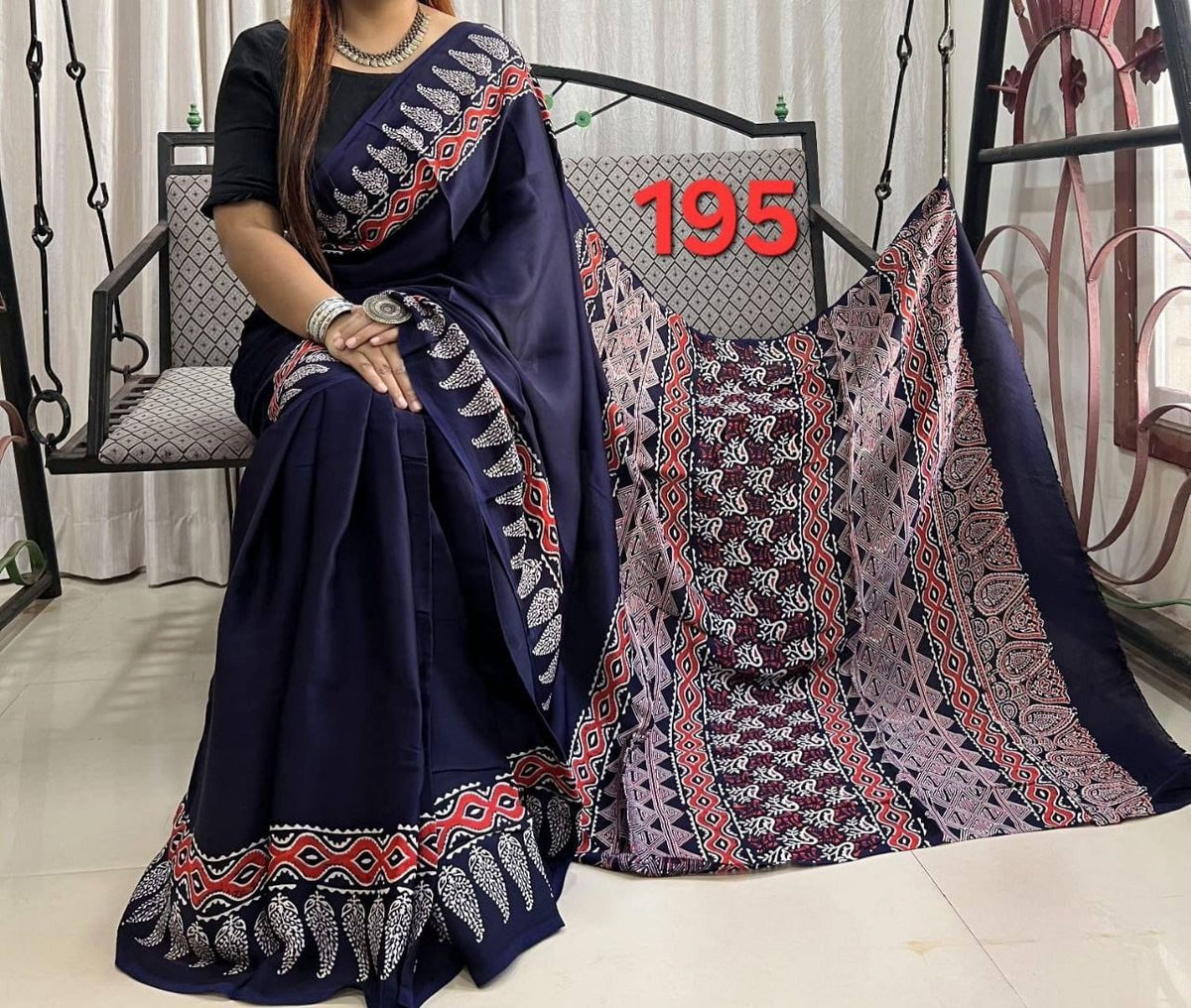 Soft Modal Silk Saree with Ajrakh Print