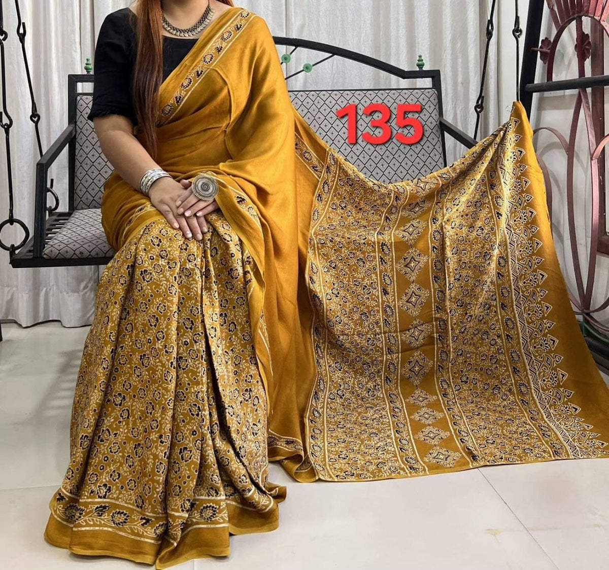 Soft Modal Silk Saree with Ajrakh Print