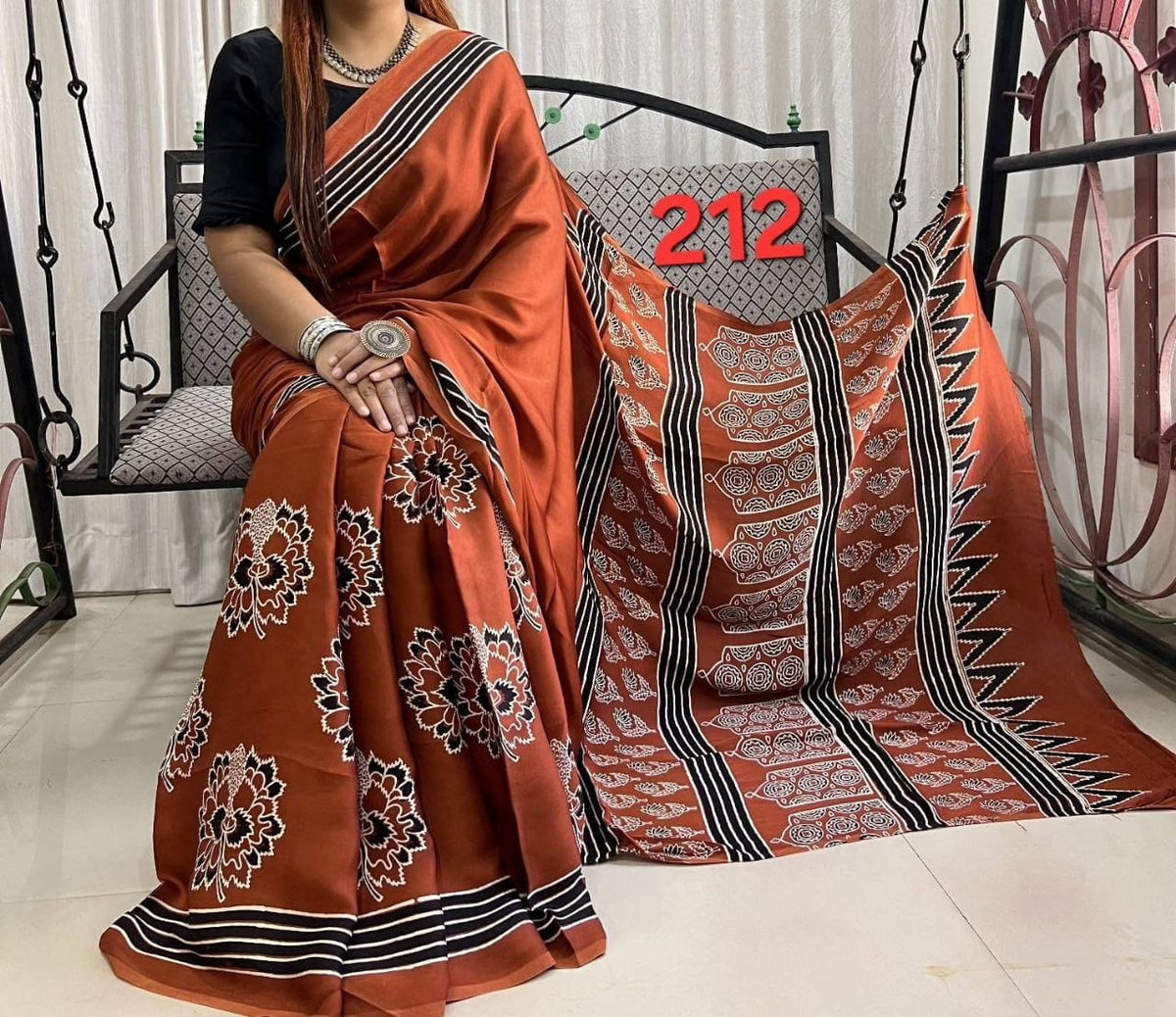 Soft Modal Silk Saree with Ajrakh Print